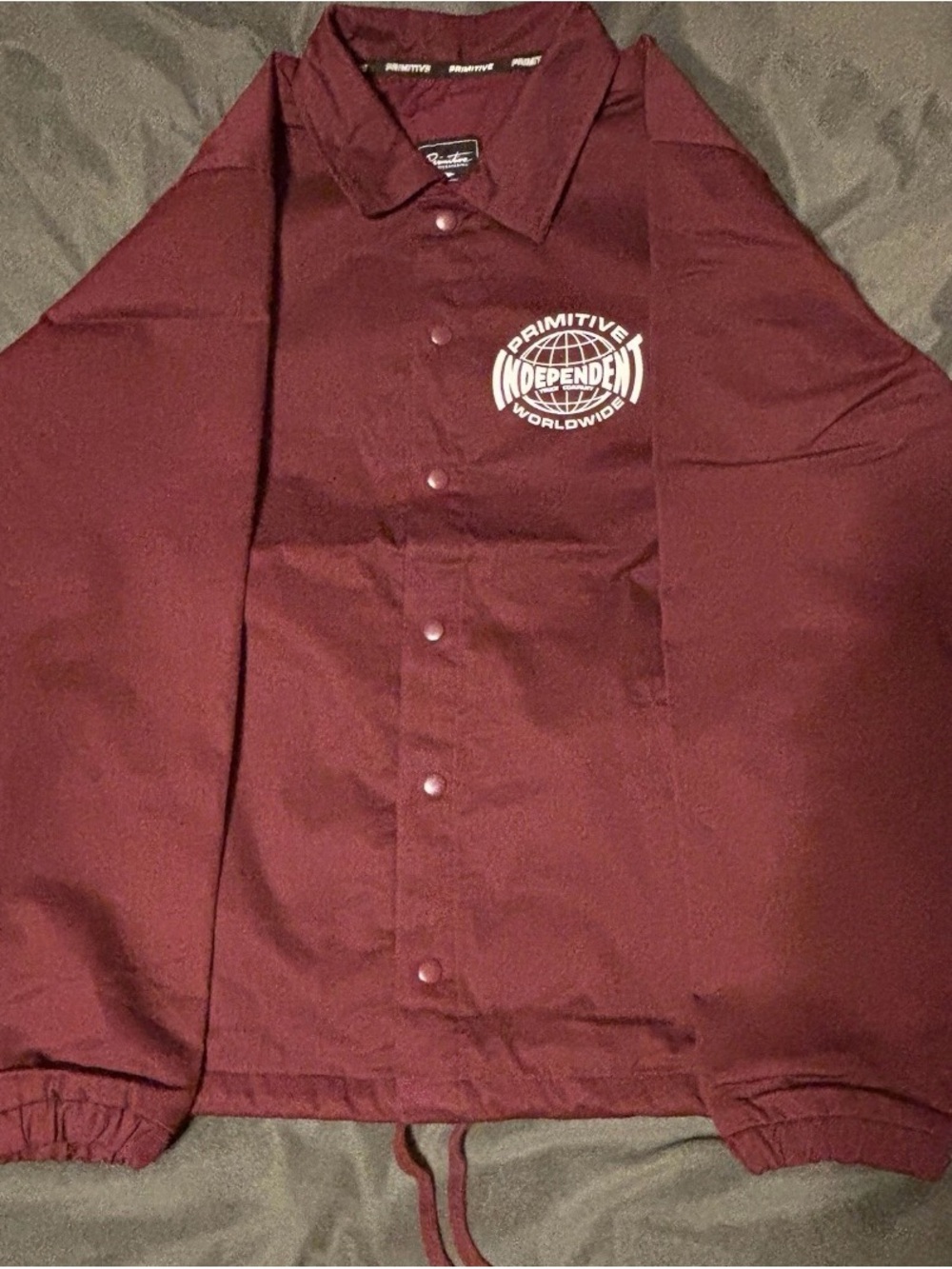 Primitive Burgundy Coaches Jacket with White Logo